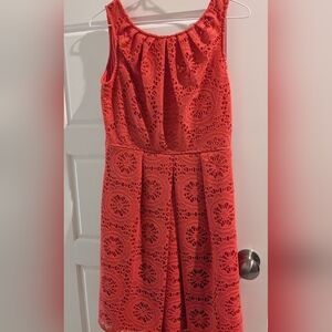 COPY - Coldwater Creek Coral Orange Halter Pleated Sundress